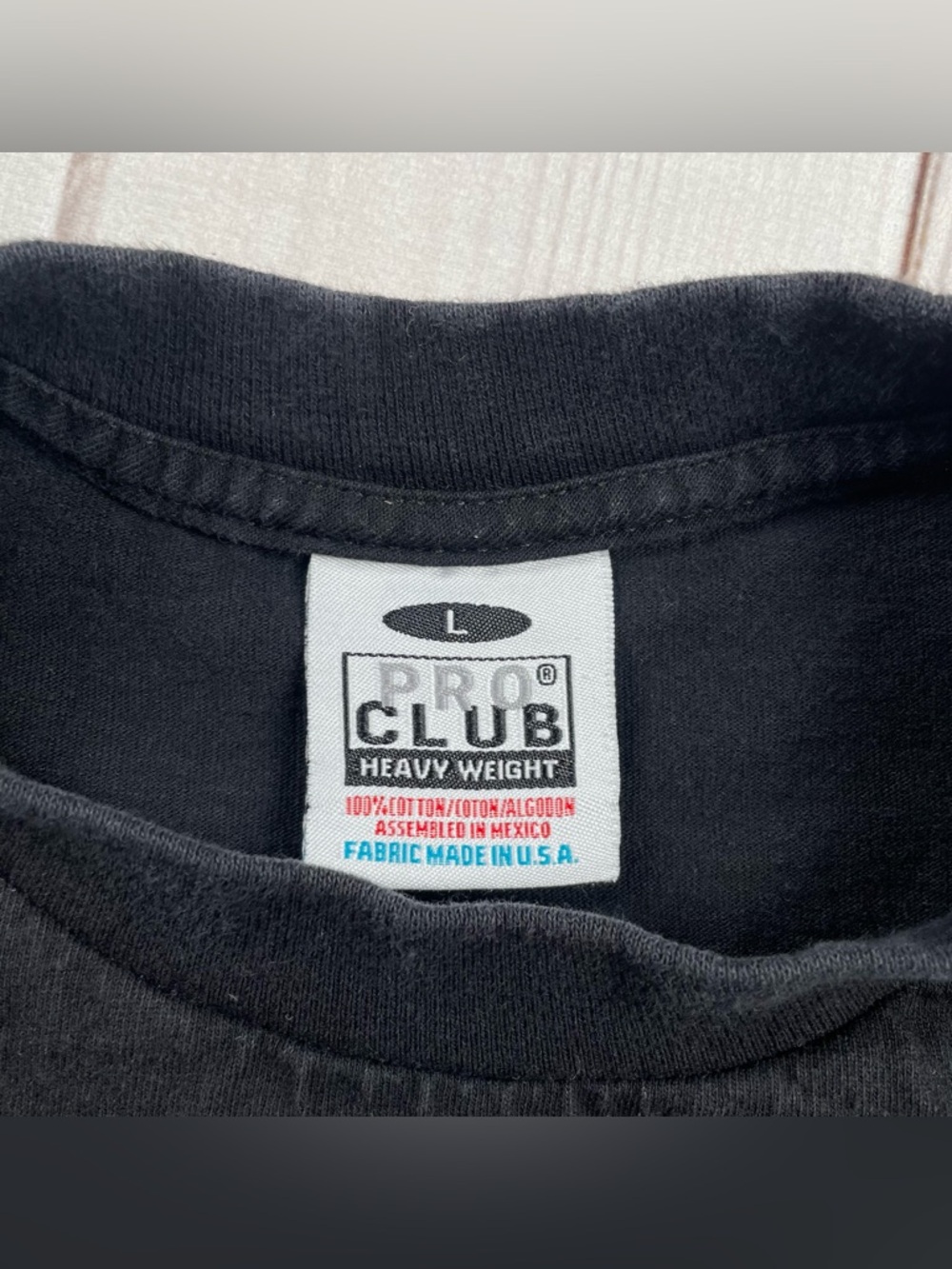 Vintage Pro Club T Shirt Mens L Black Crew Blank Tee Heavyweight Made in USA y2k - Picture 6 of 9